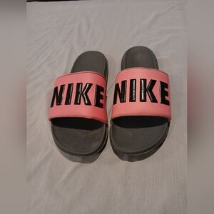 Nike Pink and Black Slide Sandals Size 11